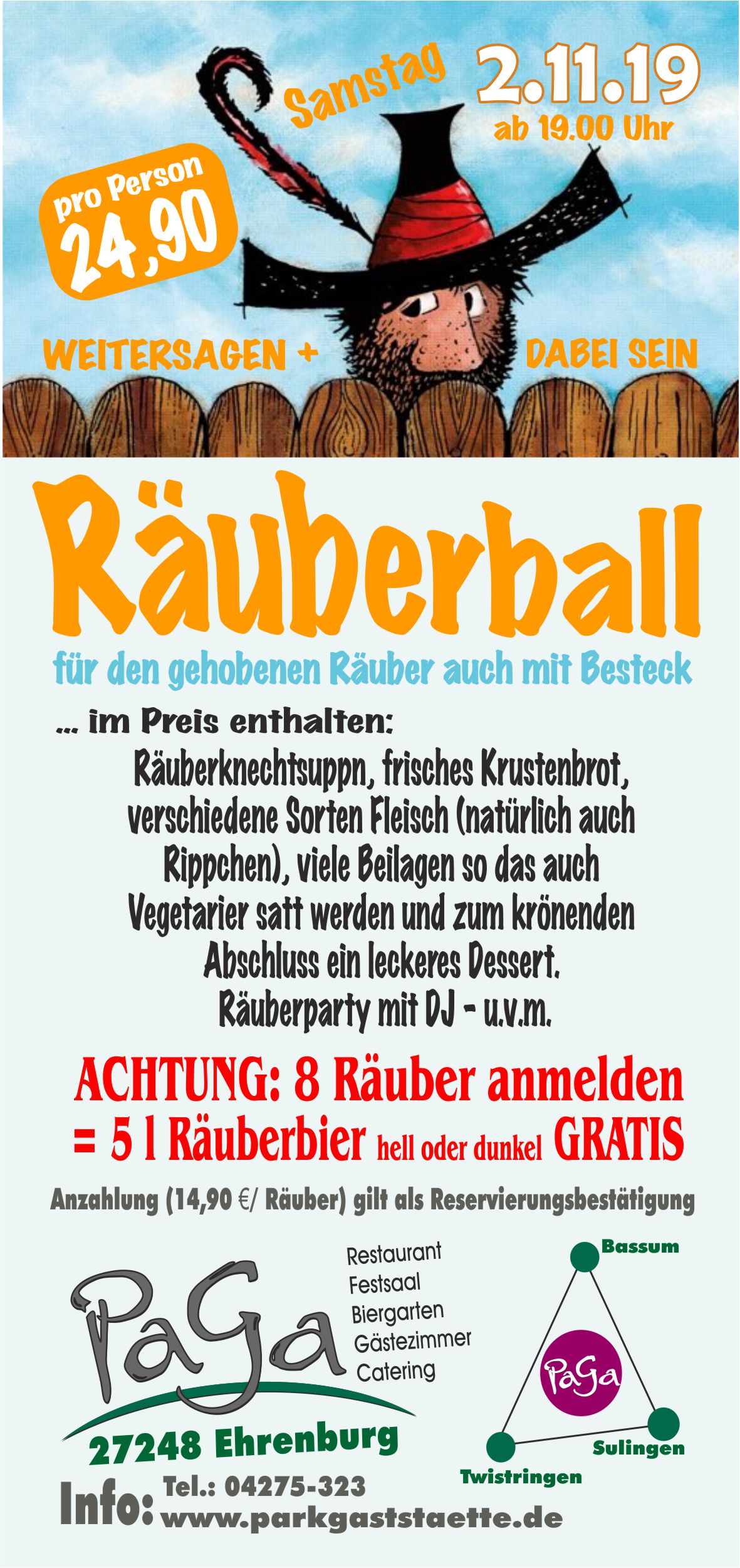 PaGa: Parkgaststätte: Räuberball 2019